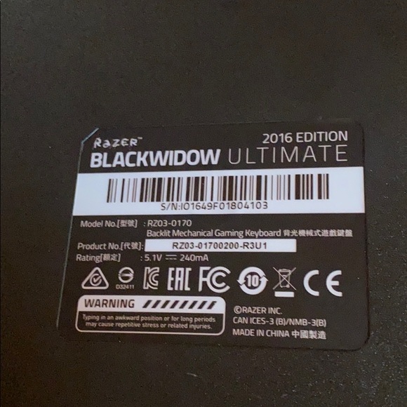 2016 Razer Blackwidow mechanical keyboard - Picture 3 of 3